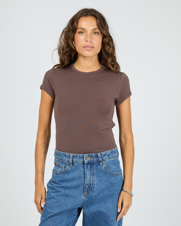 Luxe Rib Baby Tee | Choc