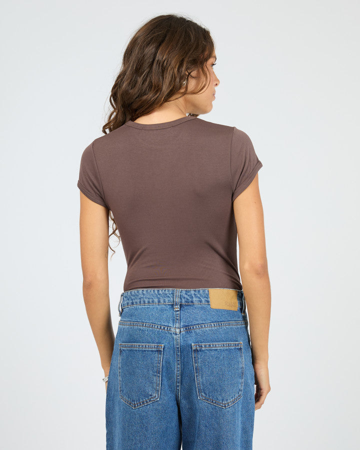 Luxe Rib Baby Tee | Choc