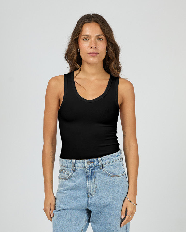 Luxe Rib Vee Tank | Black