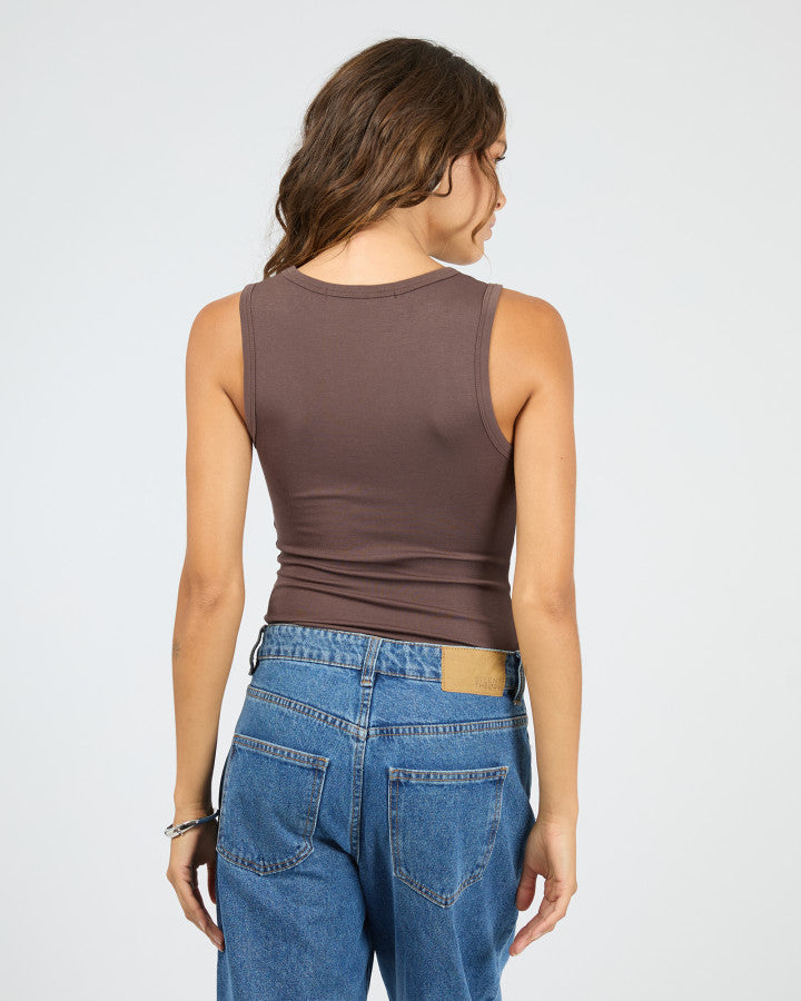 Luxe Rib Vee Tank | Choc