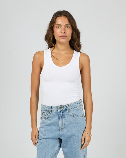 Luxe Rib Vee Tank | White