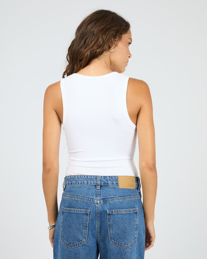 Luxe Rib Vee Tank | White
