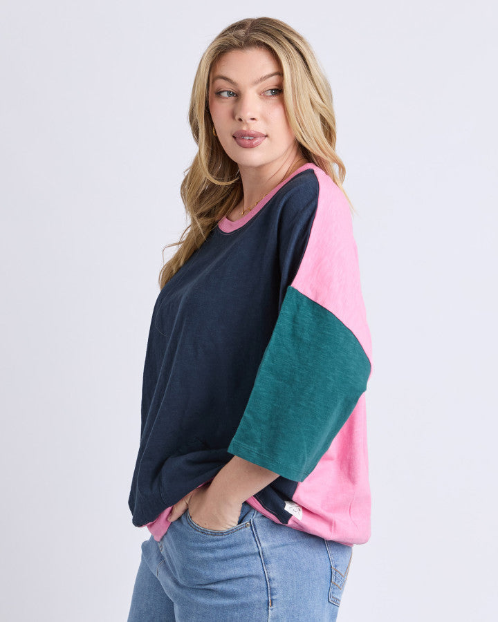 Maize Colour Block Sweat | Teal