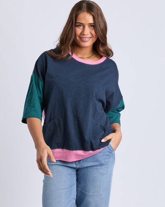 Maize Colour Block Sweat | Teal