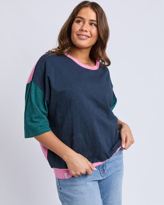 Maize Colour Block Sweat | Teal