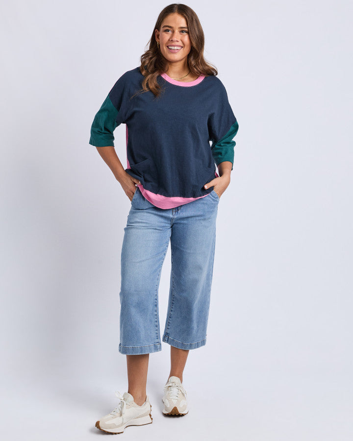 Maize Colour Block Sweat | Teal