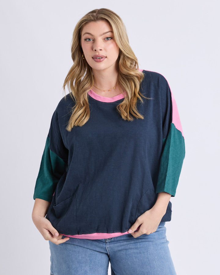 Maize Colour Block Sweat | Teal