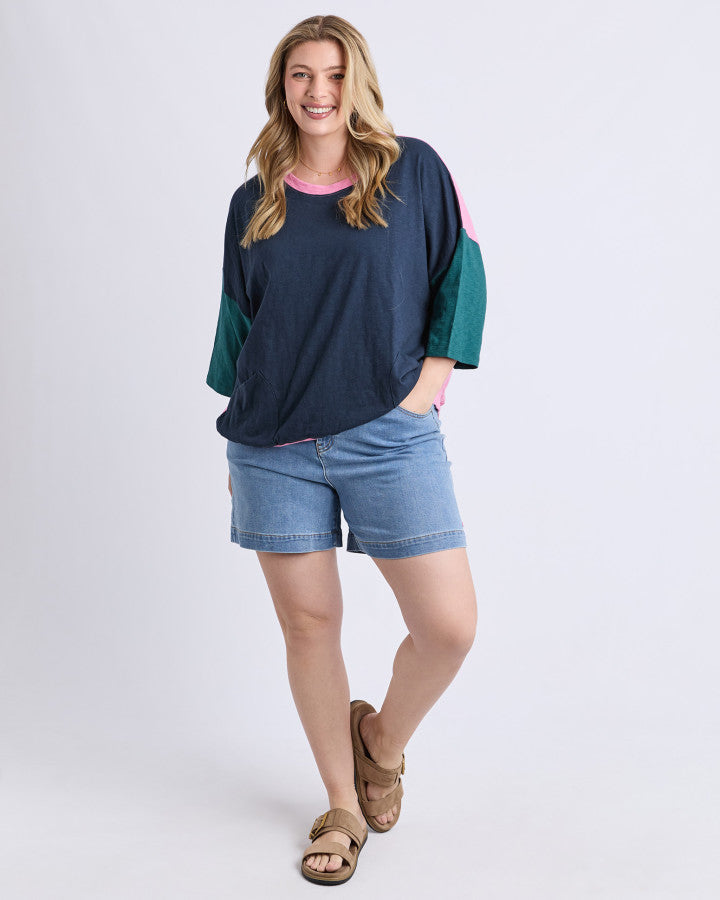 Maize Colour Block Sweat | Teal