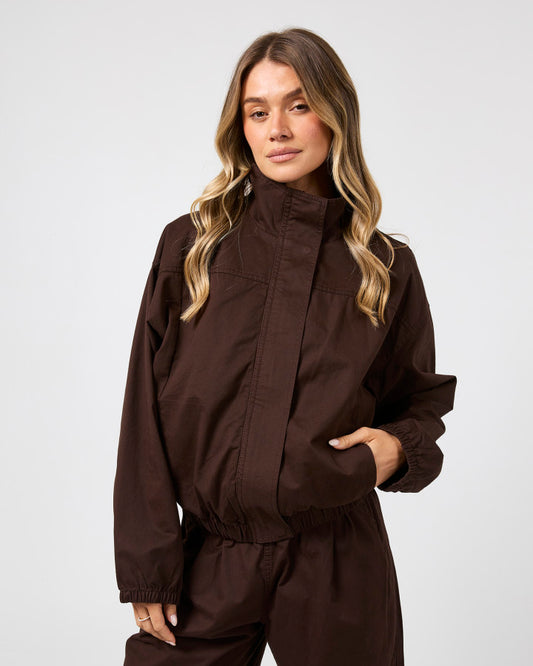 Margo Funnel Neck Jacket | Choc