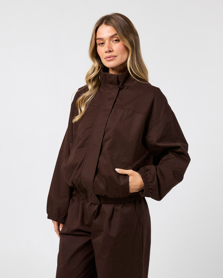 Margo Funnel Neck Jacket | Choc