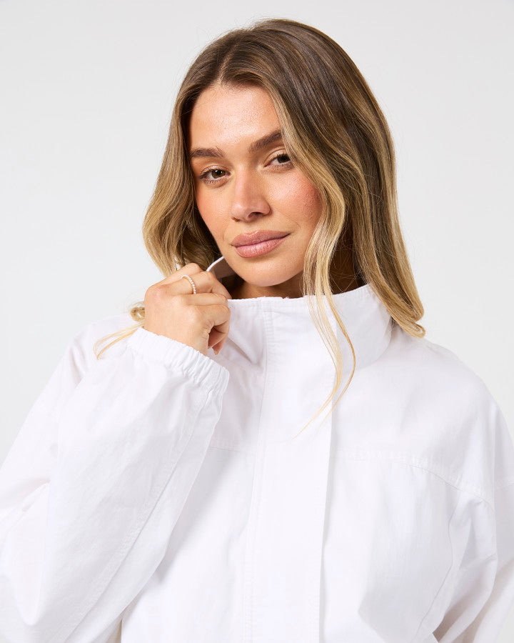 Margo Funnel Neck Jacket | White