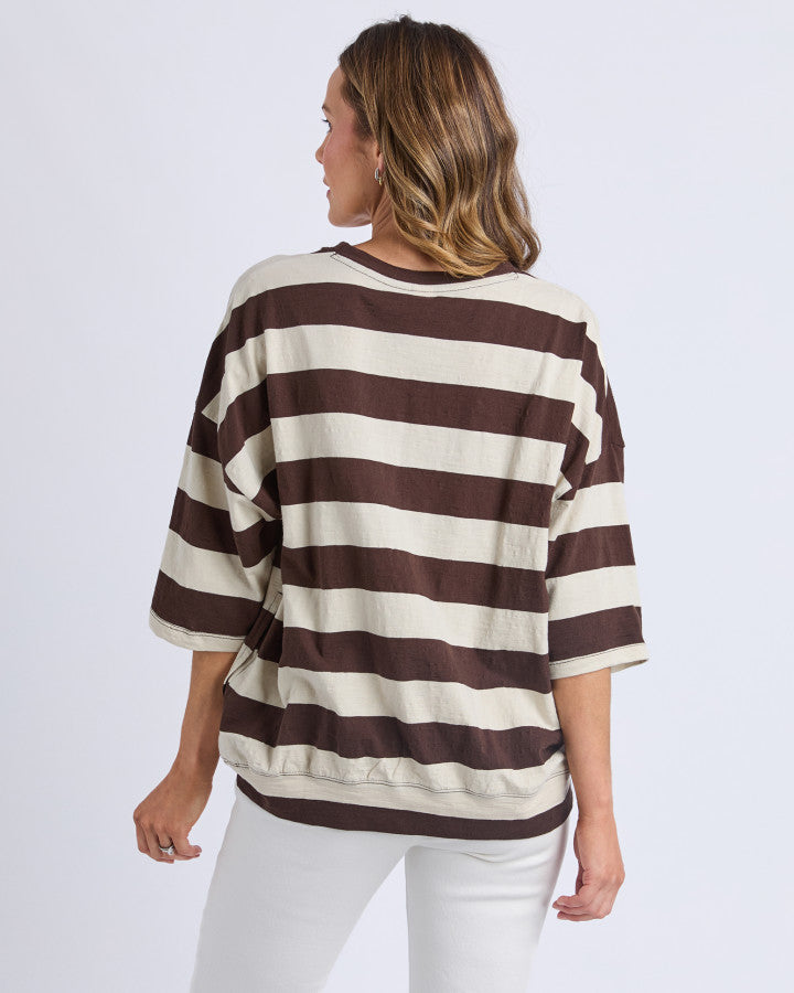 Fundamental Mazie Block Stripe Sweat | Coffee