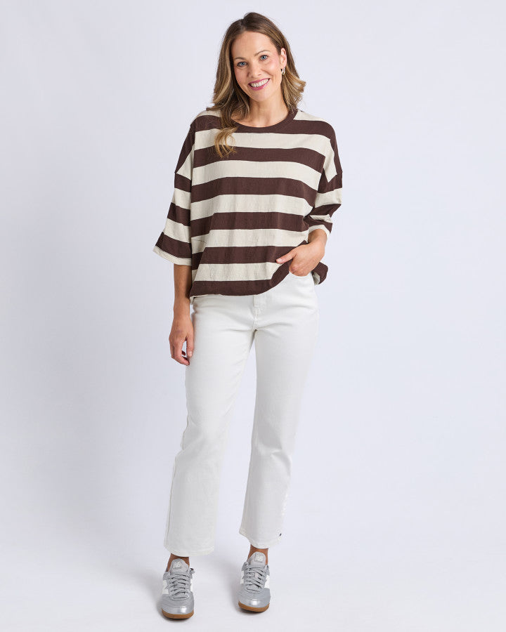 Fundamental Mazie Block Stripe Sweat | Coffee