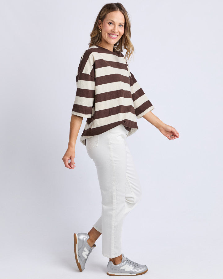Fundamental Mazie Block Stripe Sweat | Coffee