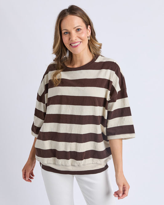 Fundamental Mazie Block Stripe Sweat | Coffee