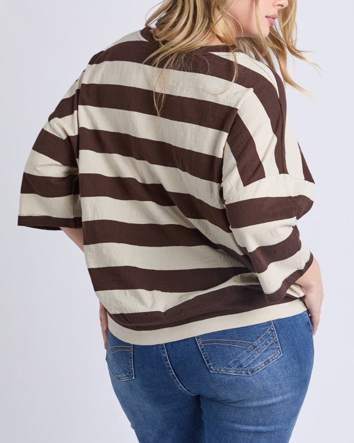 Fundamental Mazie Block Stripe Sweat | Coffee