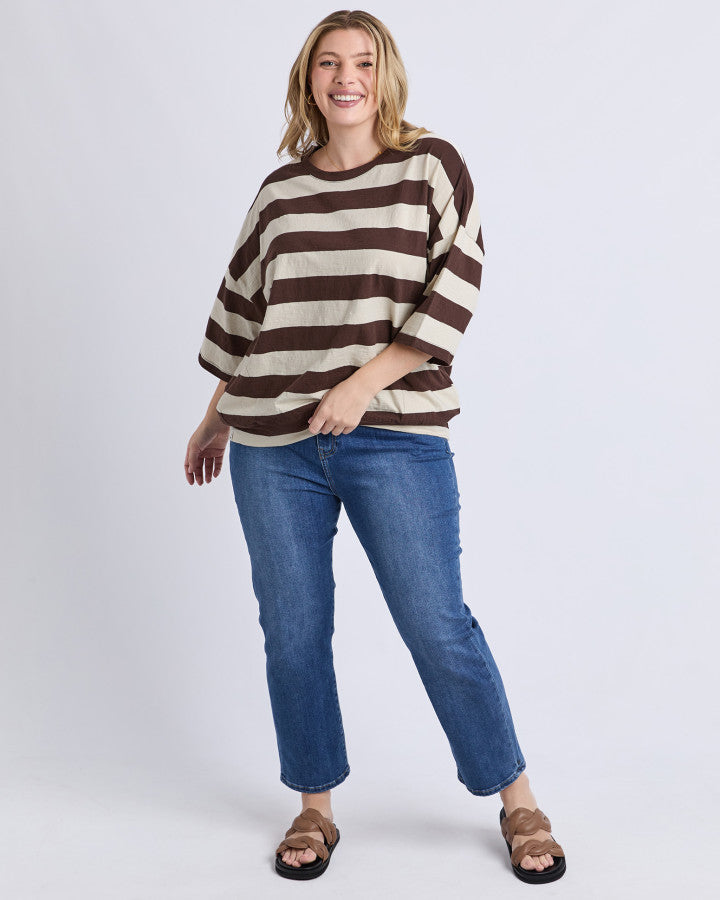 Fundamental Mazie Block Stripe Sweat | Coffee