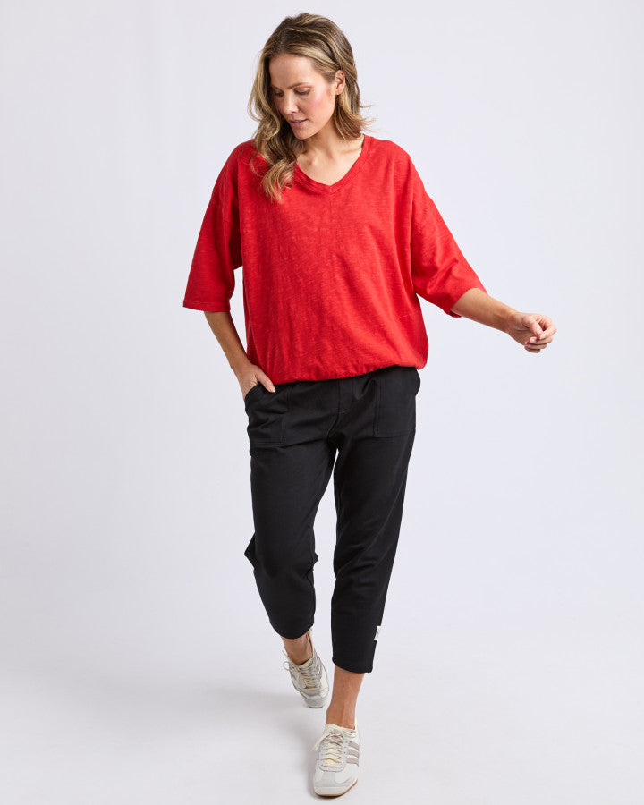 Mazie Vee Neck Sweat | Cranberry