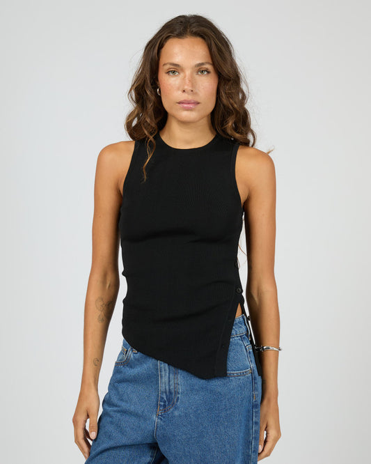 Ollie Button Down Knit Tank | Black