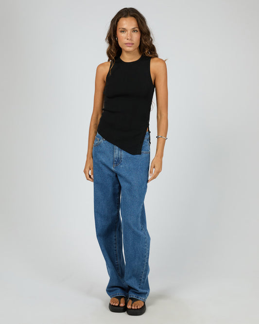 Ollie Button Down Knit Tank | Black