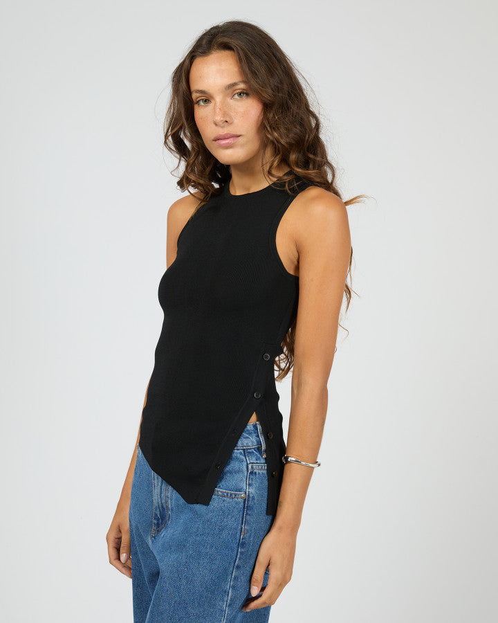 Ollie Button Down Knit Tank | Black