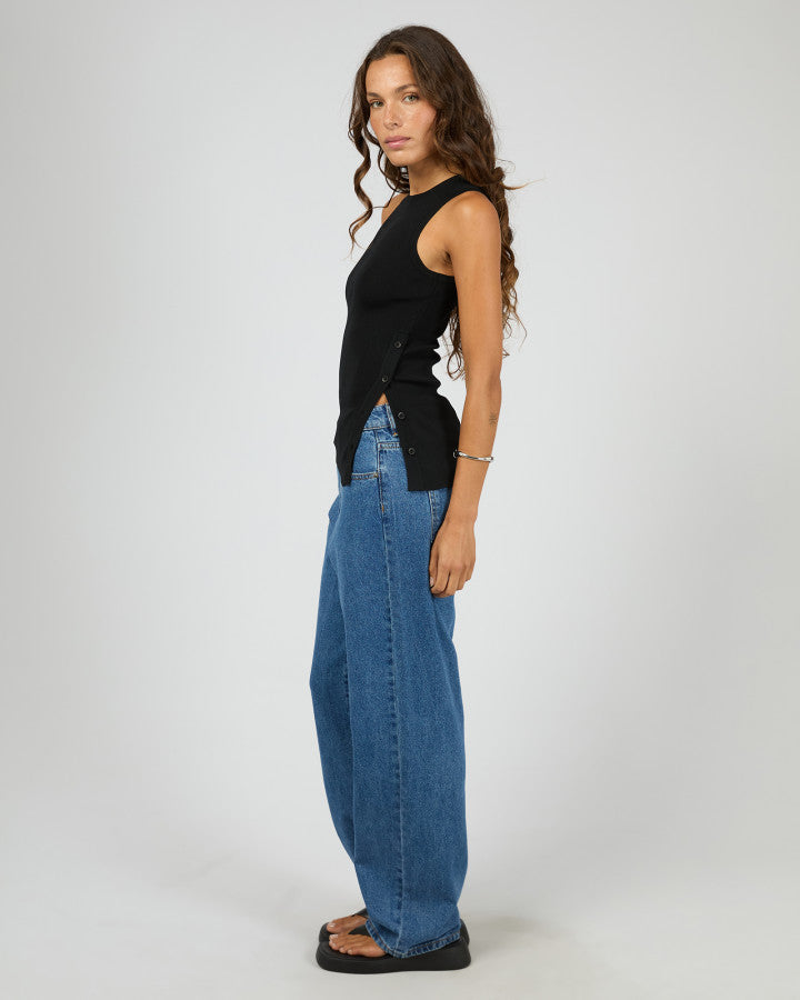 Ollie Button Down Knit Tank | Black