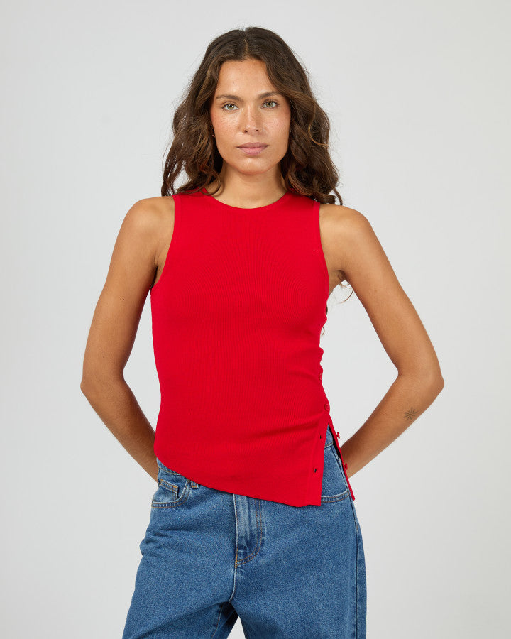 Ollie Button Down Knit Tank | Red