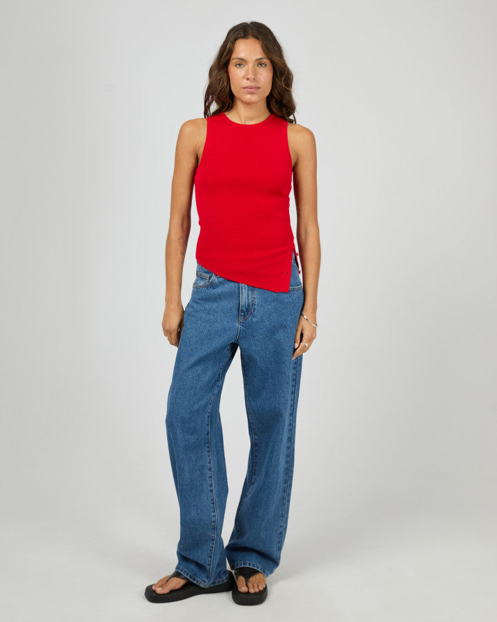 Ollie Button Down Knit Tank | Red