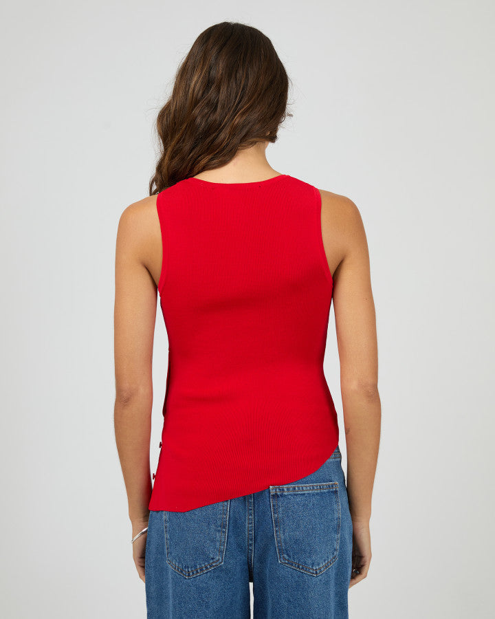 Ollie Button Down Knit Tank | Red