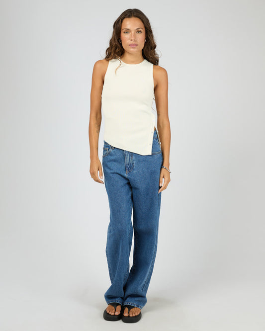 Ollie Button Down Knit Tank | White