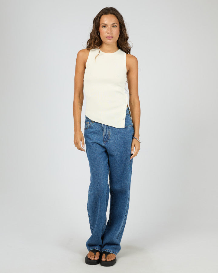 Ollie Button Down Knit Tank | White
