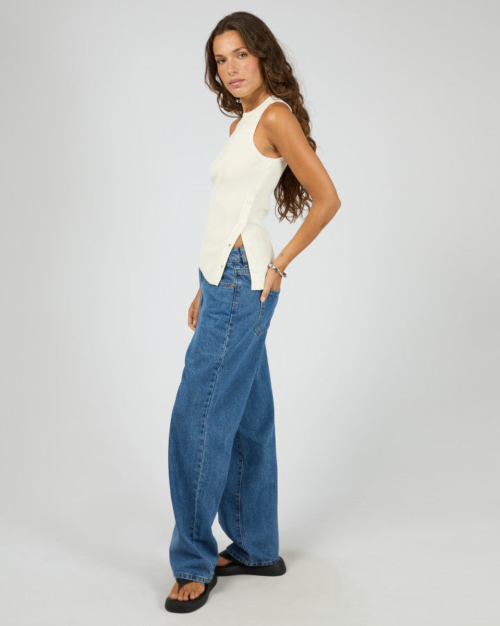 Ollie Button Down Knit Tank | White
