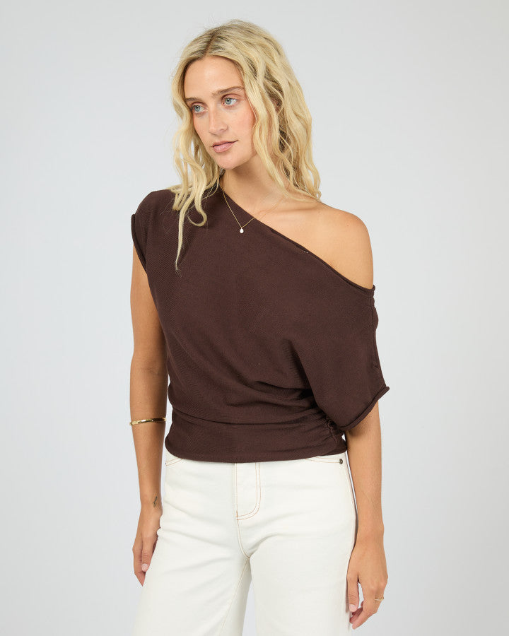 Orla Off The Shoulder Top | Brown