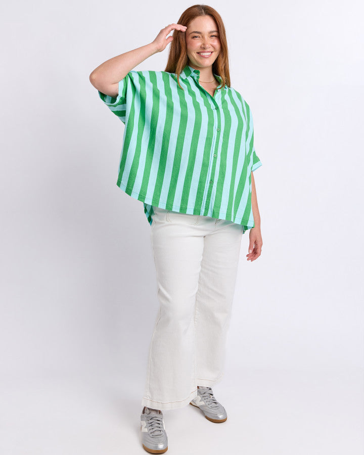 Palermo Stripe Shirt | Greenbriar/Tonic Blue