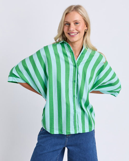 Palermo Stripe Shirt | Greenbriar/Tonic Blue