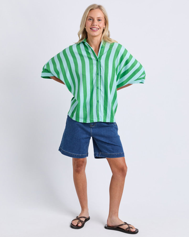 Palermo Stripe Shirt | Greenbriar/Tonic Blue