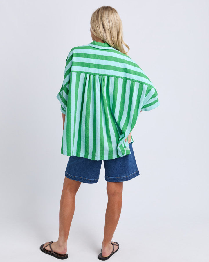 Palermo Stripe Shirt | Greenbriar/Tonic Blue