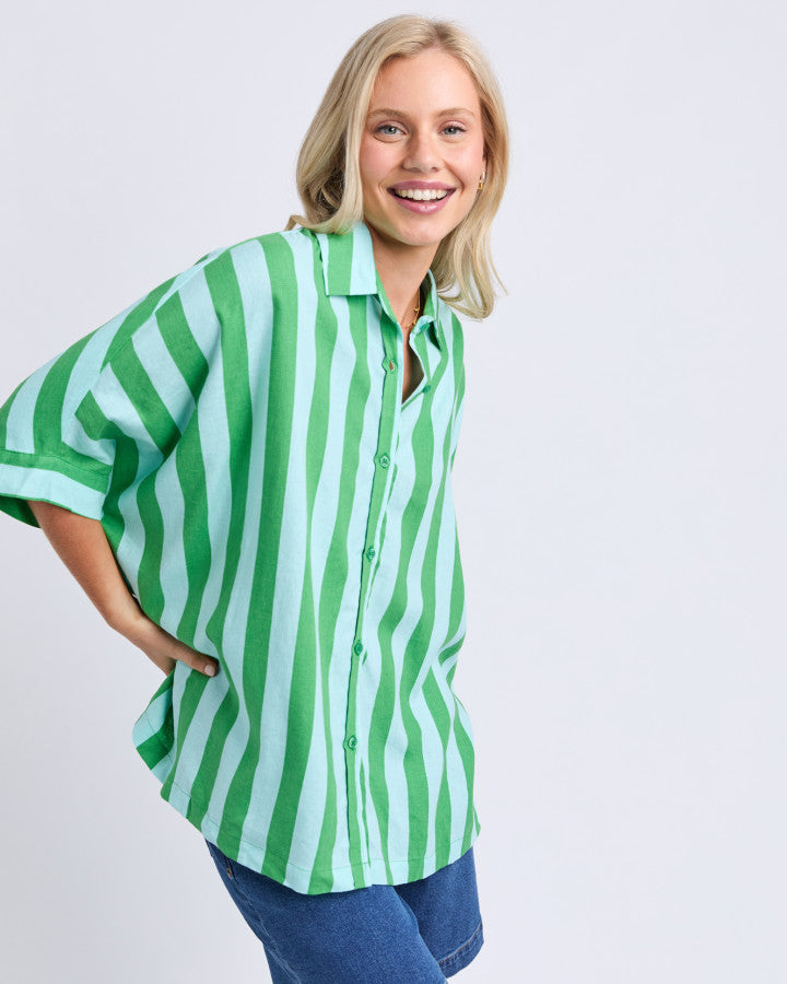 Palermo Stripe Shirt | Greenbriar/Tonic Blue
