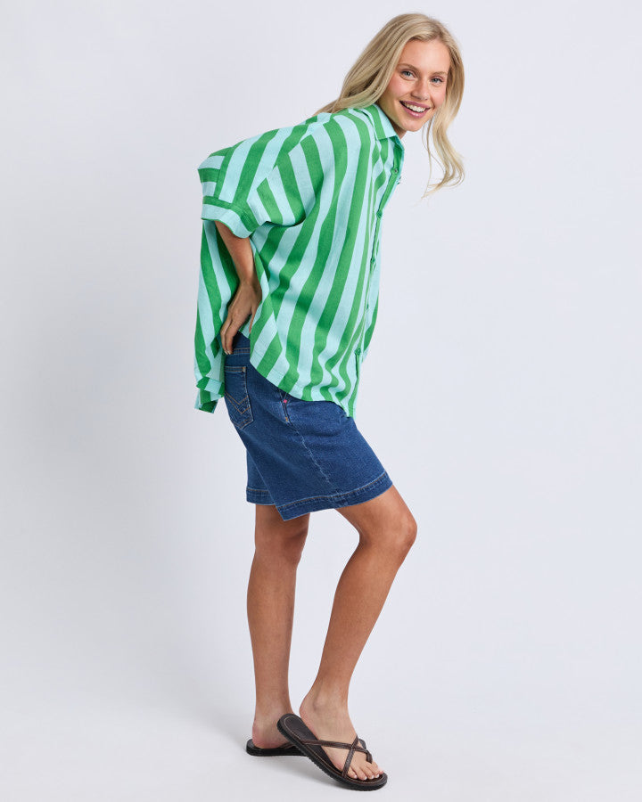 Palermo Stripe Shirt | Greenbriar/Tonic Blue