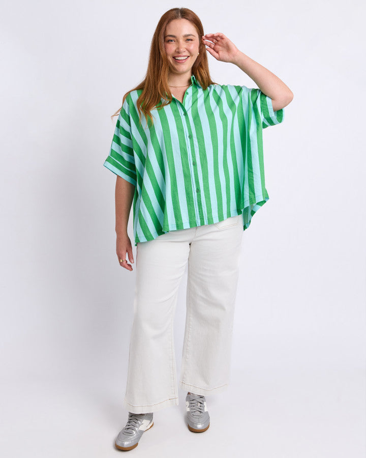 Palermo Stripe Shirt | Greenbriar/Tonic Blue