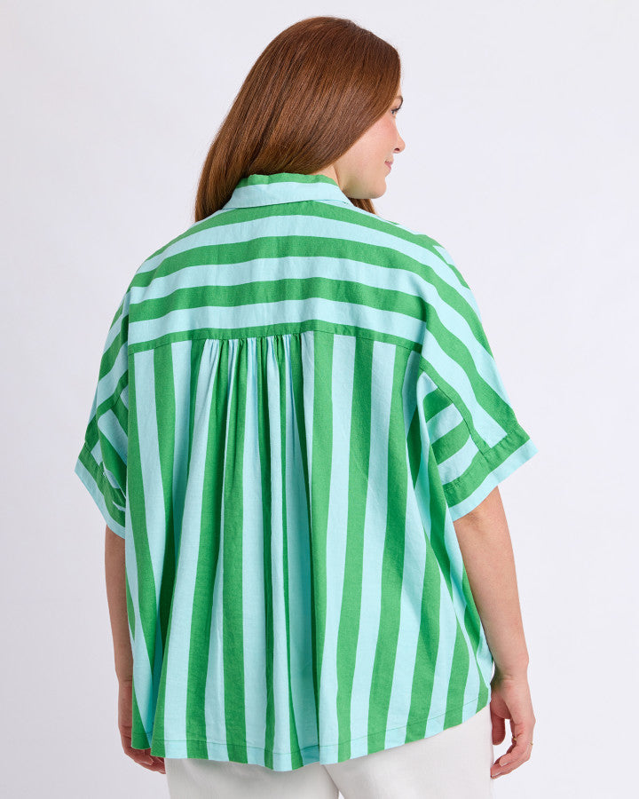Palermo Stripe Shirt | Greenbriar/Tonic Blue