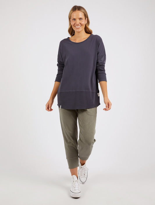 Rib Long Sleeve Tee | Navy