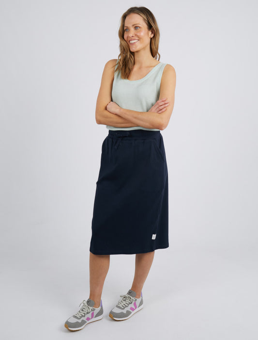 Rib Midi Skirt | Navy