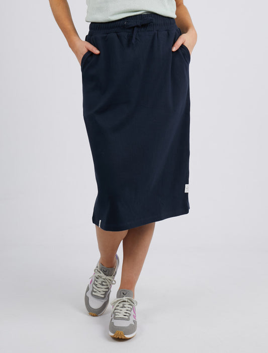 Rib Midi Skirt | Navy