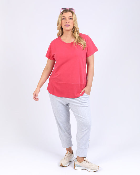 Rib Short Sleeve Tee | Bittersweet Red