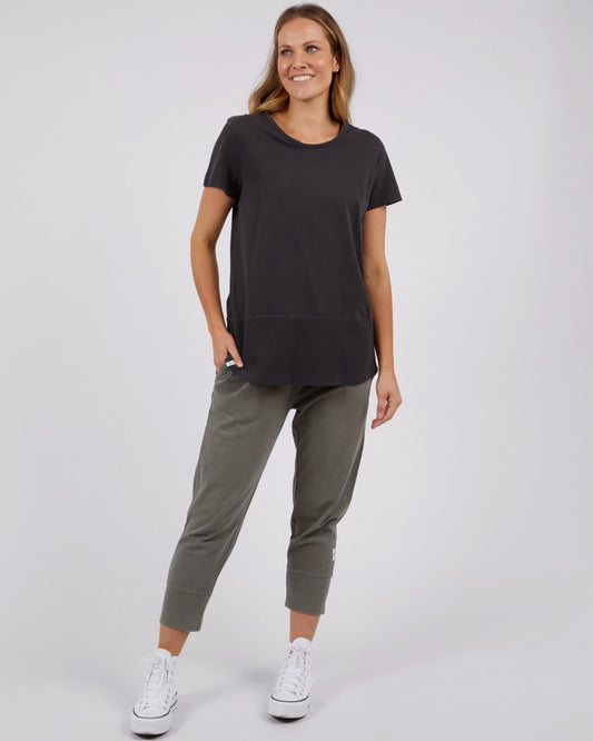 Rib Short Sleeve Tee | Washed Black