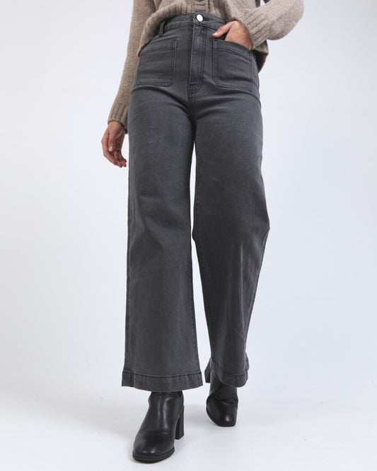 Sarah Wide Leg Jean | Washed Black