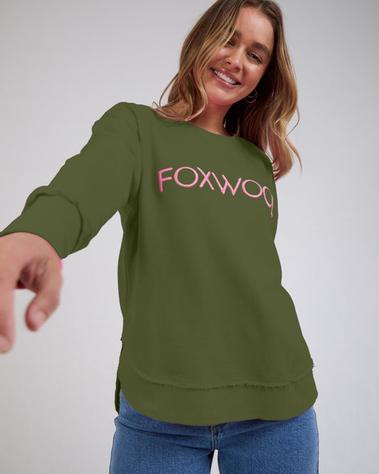 Simplified Metallic Crew | Olive With Pink