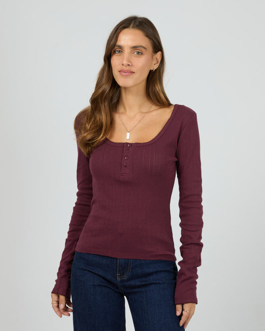 Tia Long Sleeve Top | Wine