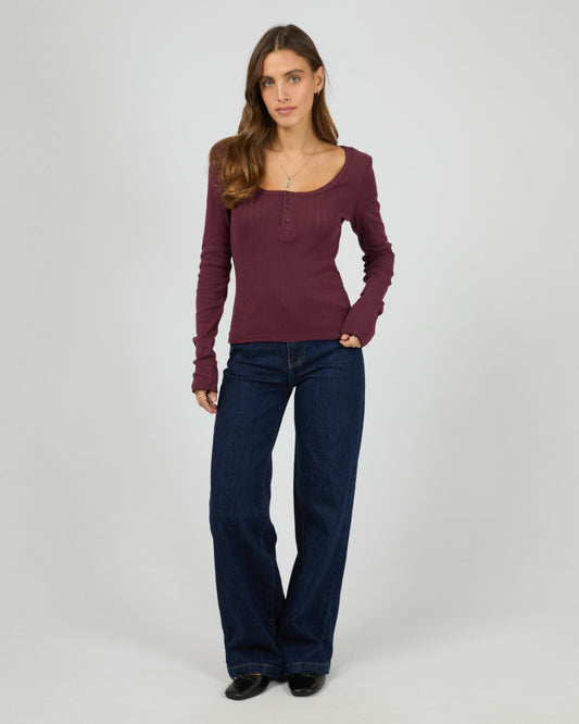 Tia Long Sleeve Top | Wine